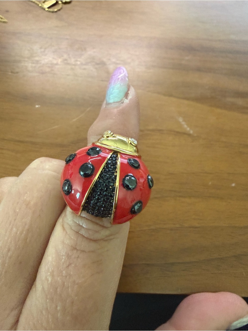 kate spade Red and Black Ladybug Statement Ring